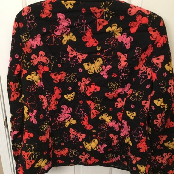 Requirements Quilted Jacket Women Black Pink Butterfly Print size L - Picture 3 of 7
